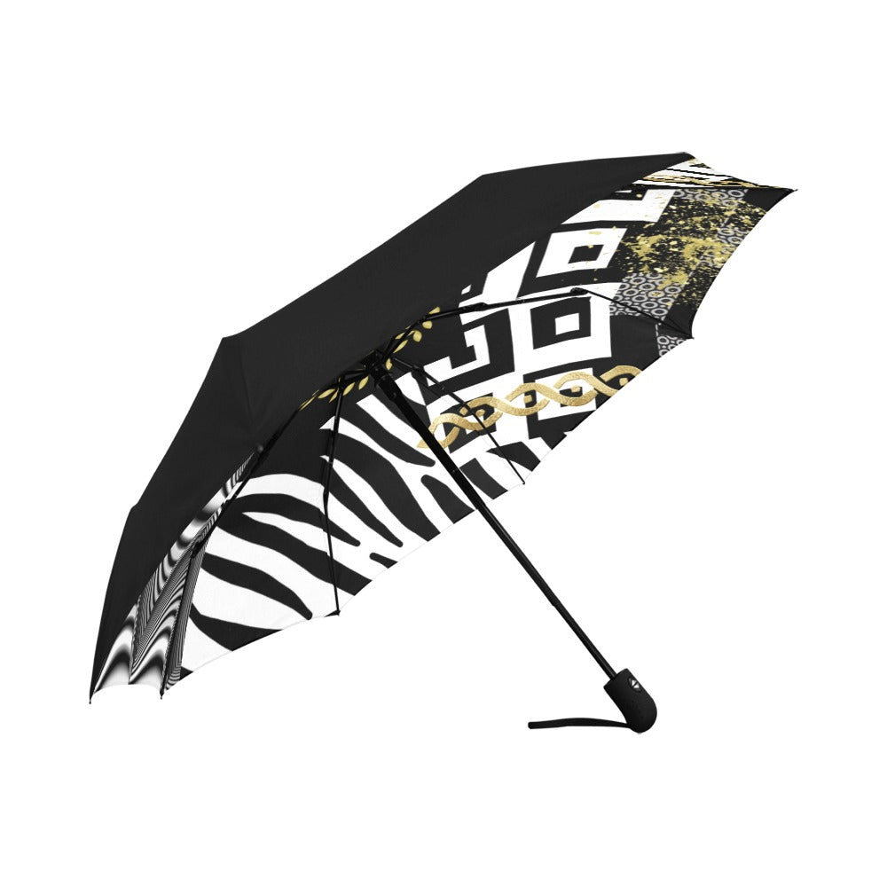 Black Polished Punteggiato Jungle II Anti-UV Auto-Foldable Umbrella - ENE TRENDS -custom designed-personalized-near me-shirt-clothes-dress-amazon-top-luxury-fashion-men-women-kids-streetwear-IG