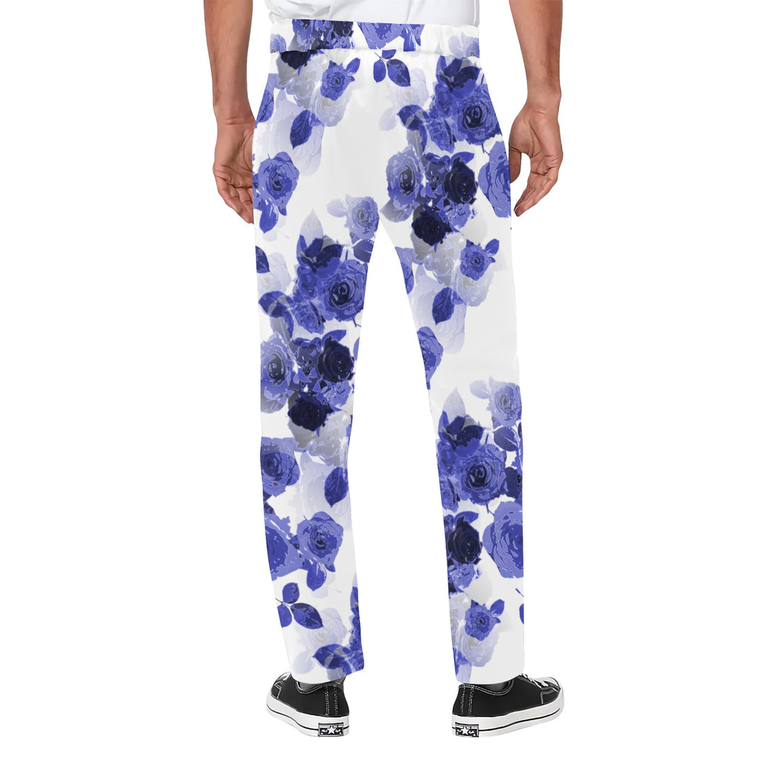 Blue Rose Printed Casual  Men's Trousers - ENE TRENDS -custom designed-personalized- tailored-suits-near me-shirt-clothes-dress-amazon-top-luxury-fashion-men-women-kids-streetwear-IG-best