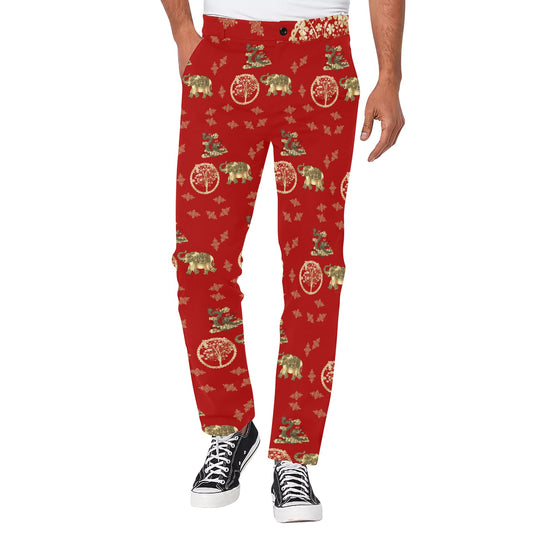 Lucky GOLD ELEMENTS Red Men's Printed Casual Trousers - ENE TRENDS -custom designed-personalized- tailored-suits-near me-shirt-clothes-dress-amazon-top-luxury-fashion-men-women-kids-streetwear-IG-best