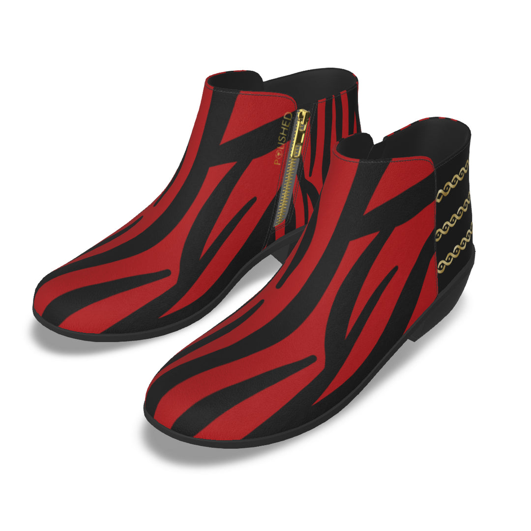 Polished Red Stripe Ze Men's Fashion Chelsea Boots