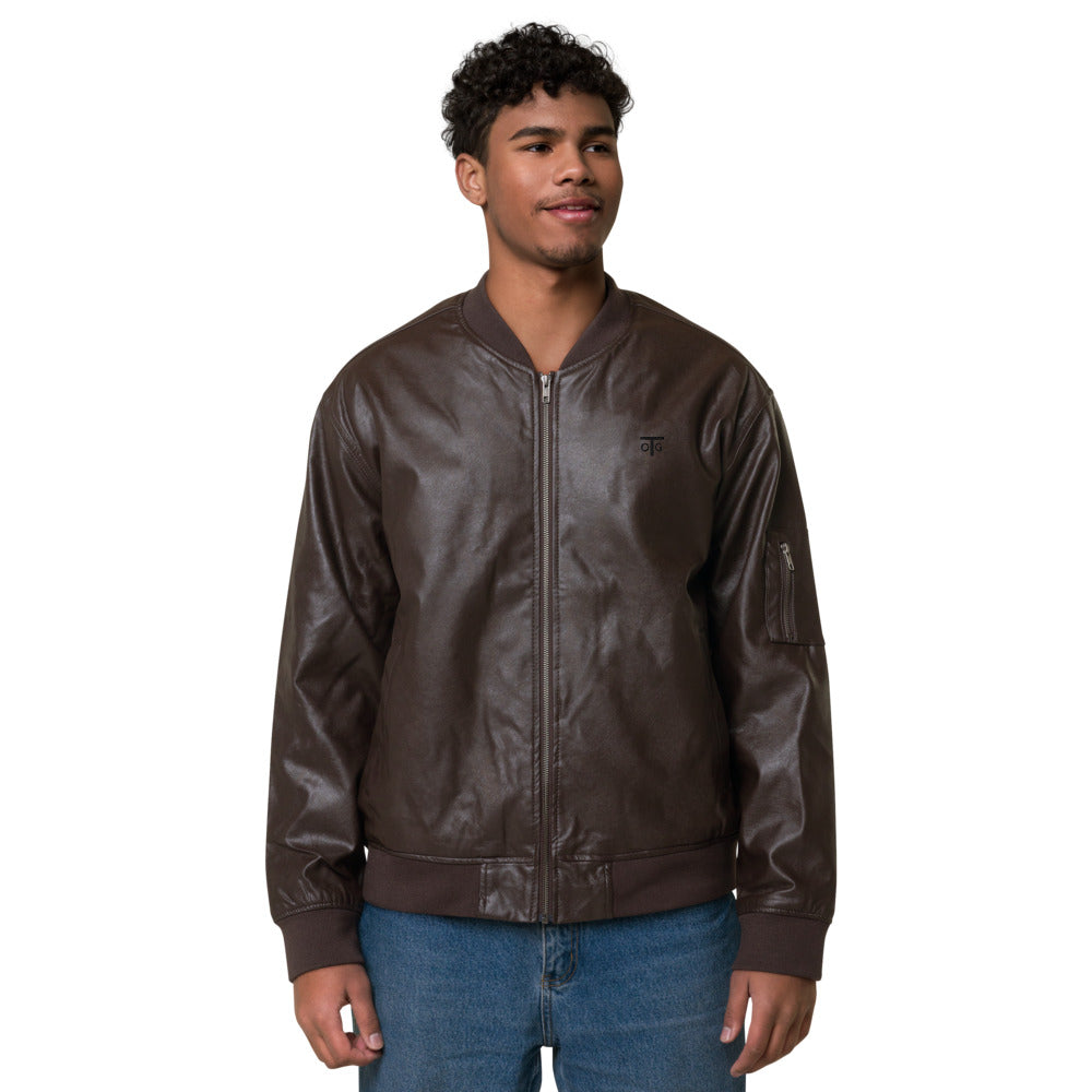 OTG Off the Grid Leather Bomber Jacket, Kanye, street_fasion_trends_ene_Brown_PU_faux_cool_looks_Mens