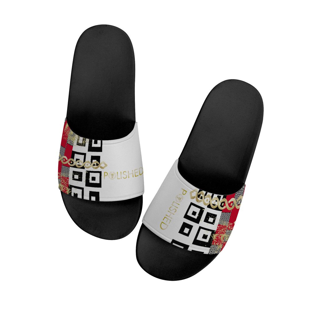 Polished Punteggiato Slide Sandals - White/Black - ENE TRENDS -custom designed-personalized-near me-shirt-clothes-dress-amazon-top-luxury-fashion-men-women-kids-streetwear-IG