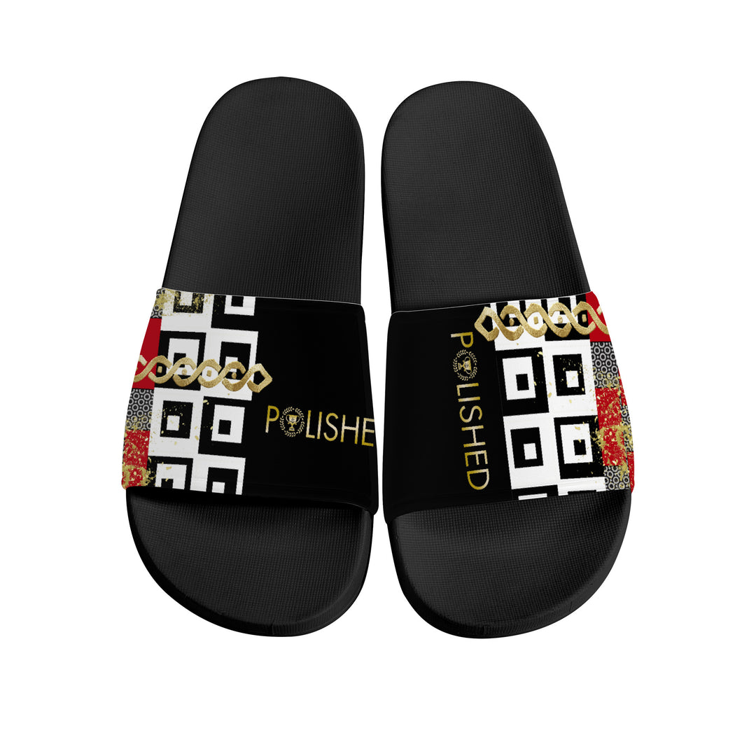 Polished Punteggiato Slide Sandals - Black/Black - ENE TRENDS -custom designed-personalized-near me-shirt-clothes-dress-amazon-top-luxury-fashion-men-women-kids-streetwear-IG