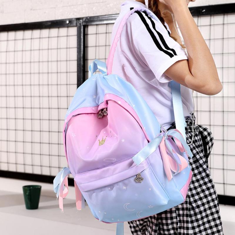 Girl's Pastel Rainbow Color Backpack - ENE TRENDS