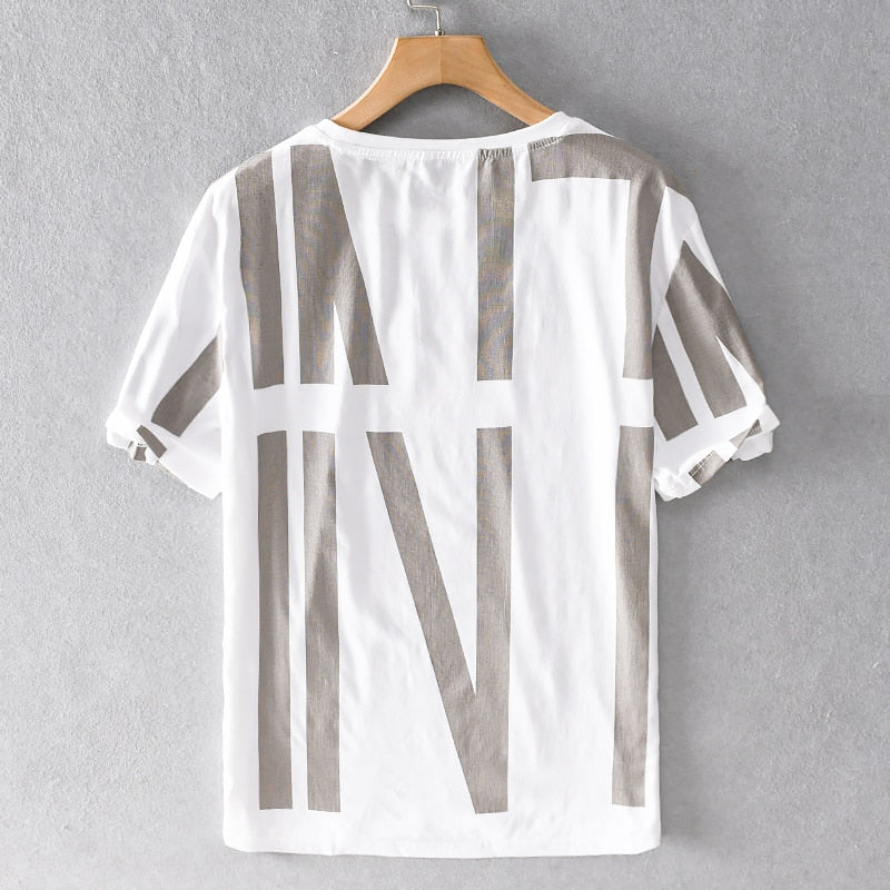 NOE Men's casual loose linen t-shirt breathable and comfortable Tee - ENE TRENDS -custom designed-personalized-near me-shirt-clothes-dress-amazon-top-luxury-fashion-men-women-kids-streetwear-IG