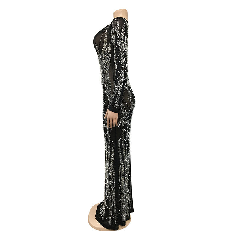 Diana Deep V Neck Crystal Maxi Gown - ENE TRENDS -custom designed-personalized-near me-shirt-clothes-dress-amazon-top-luxury-fashion-men-women-kids-streetwear-IG