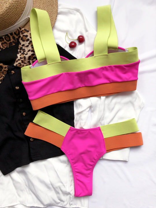 InspireLace Neon Multi color Pink 2-Piece Women's Swimsuits Shapely Swimwear Bathing Suits 2021 - ENE TRENDS -custom designed-personalized-near me-shirt-clothes-dress-amazon-top-luxury-fashion-men-women-kids-streetwear-IG