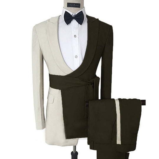 Collin Trendy Formal Split Design Detail Belt 2 Piece Suit - ENE TRENDS -custom designed-personalized-near me-shirt-clothes-dress-amazon-top-luxury-fashion-men-women-kids-streetwear-IG-black