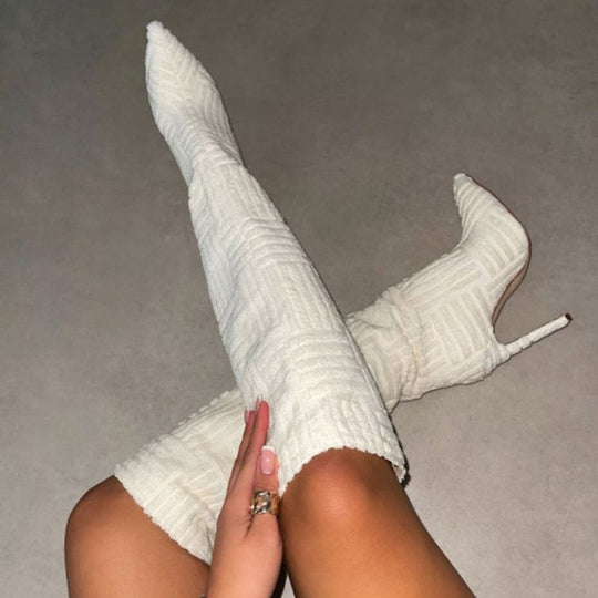 Eve Knitted Knee High Heeled Luxury Boots - ENE TRENDS -custom designed-personalized-near me-shirt-clothes-dress-amazon-top-luxury-fashion-men-women-kids-streetwear-IG