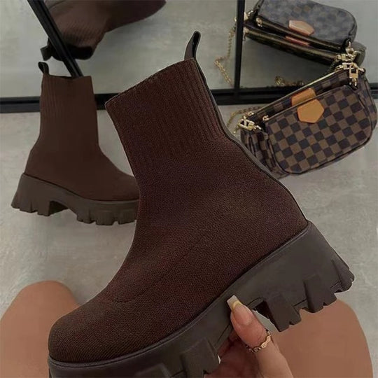 Chyna Knitted Platform Slip-On Ankle Boots - ENE TRENDS -custom designed-personalized-near me-shirt-clothes-dress-amazon-top-luxury-fashion-men-women-kids-streetwear-IG