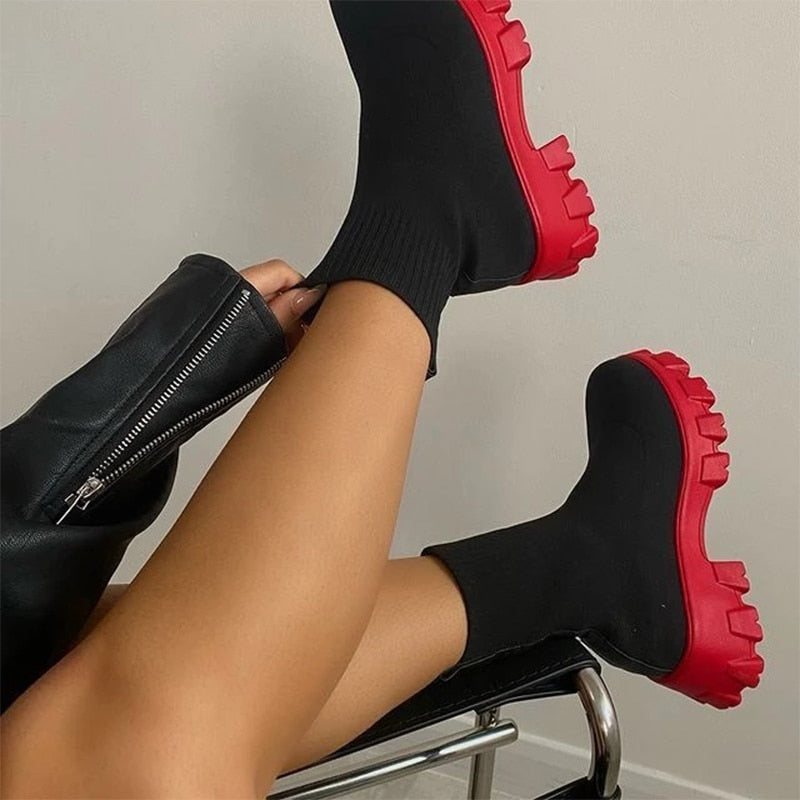 Chyna Knitted Platform Slip-On Ankle Boots - ENE TRENDS -custom designed-personalized-near me-shirt-clothes-dress-amazon-top-luxury-fashion-men-women-kids-streetwear-IG