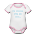 Organic Contrast Short Sleeve Baby Bodysuit - white/pink