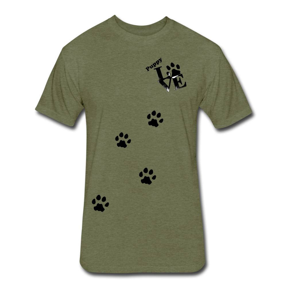 Puppy aLove Fitted Cotton/Poly T-Shirt by Next Level - heather military green