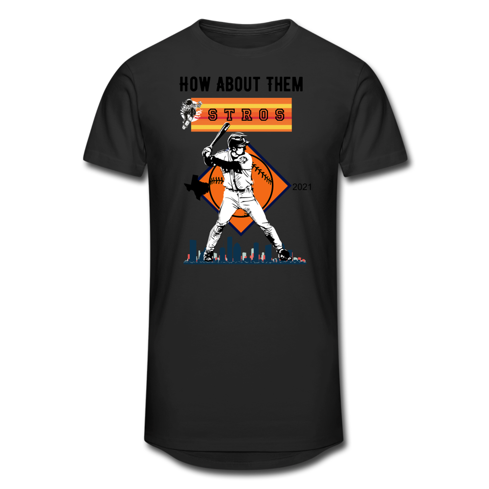 How About Them Stros Men’s Long Body Urban Tee - black