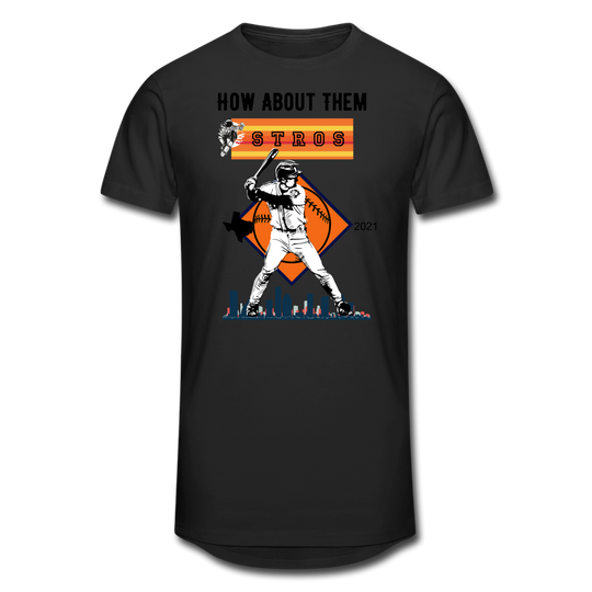 How About Them Stros Men’s Long Body Urban Tee - black